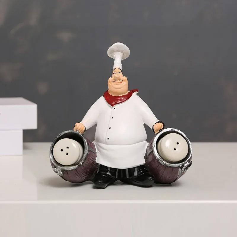 Chefes Barbudos Figuras Creativas Estatua Decoración de Escritorio Personaje Chef Profesional Escultura de Resina Adornos Decoración Moderna para el Hogar