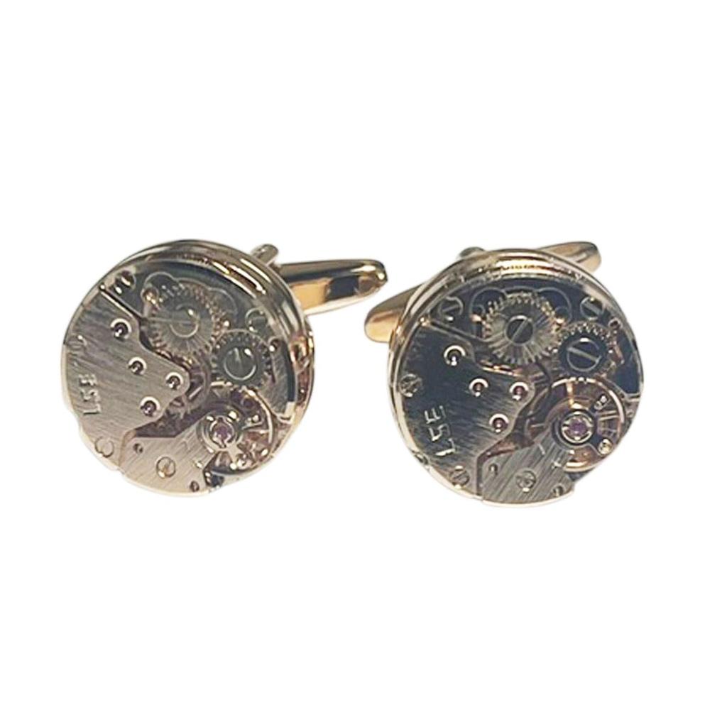 Kamakura Cufflinks Workshop Pink Gold Round Watch Movement Cufflinks Cf278