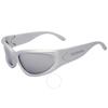 Balenciaga Silver Mirror Wrap Men S SunglaSSeS bb0157S 004 65