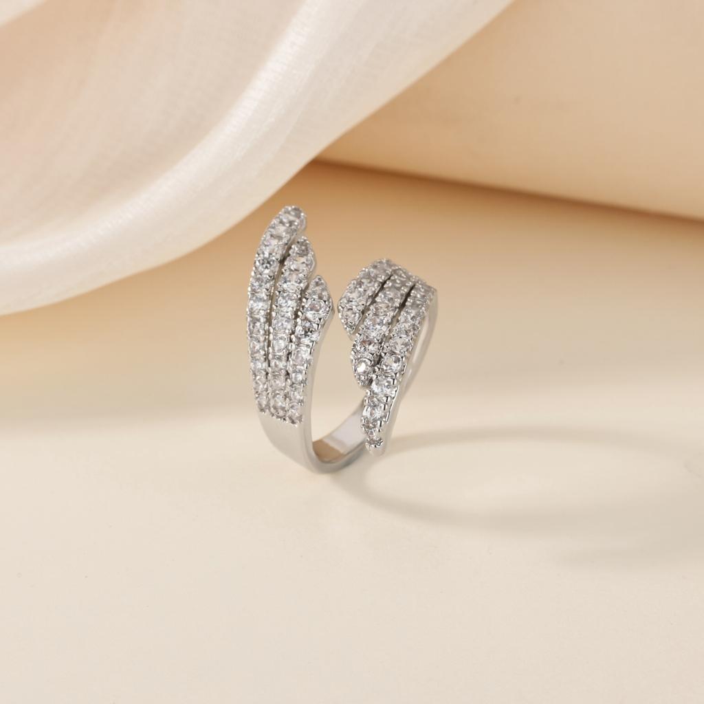 Luxury Geometric CZ Zircon Open Rings For Women Gold Color Stainless Steel Ring Shiny Fashion Jewelry Party Gift