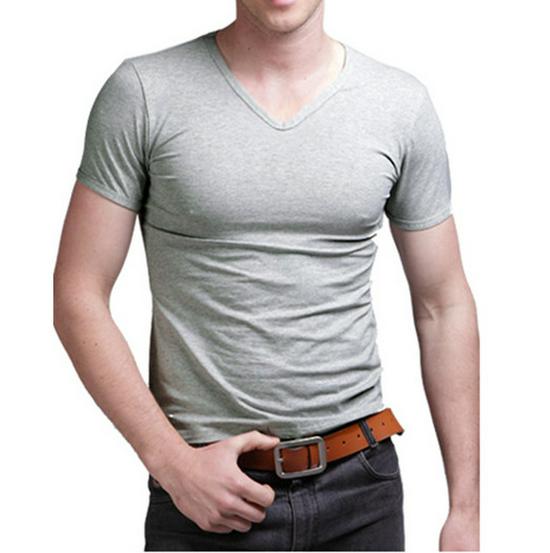 Men's Slim Fit V-Neck Modal T-Shirt - Short Sleeve, Solid Color, Spring/Summer Style