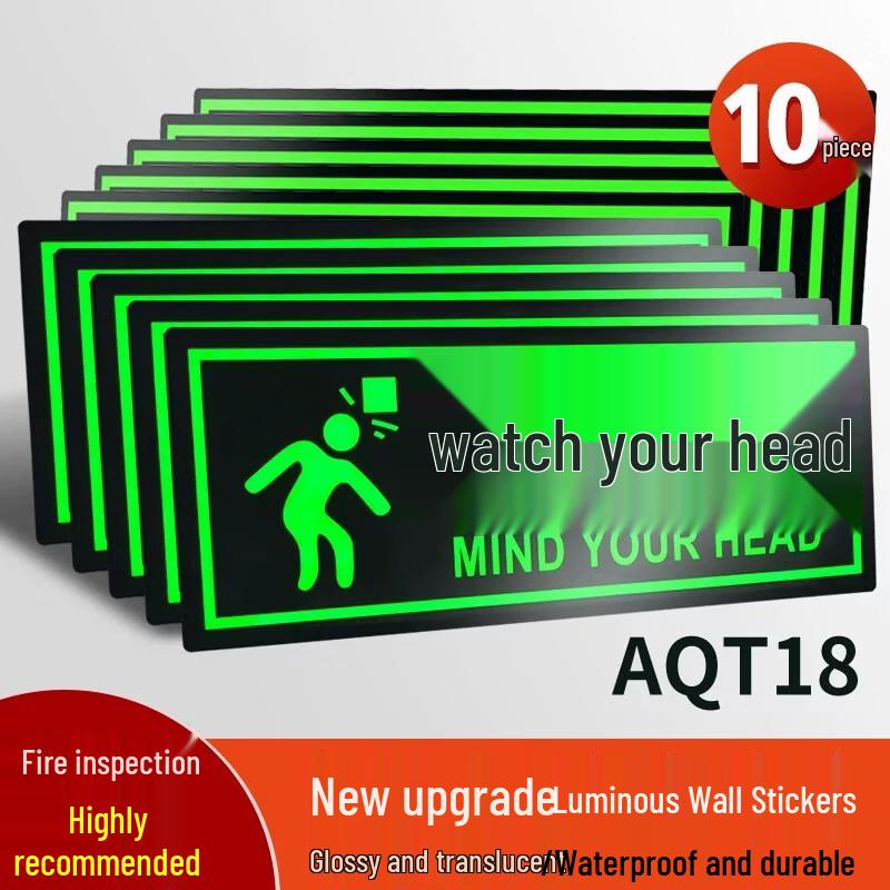 Self-Luminous  Mind Your Head  Safety Wall Decals