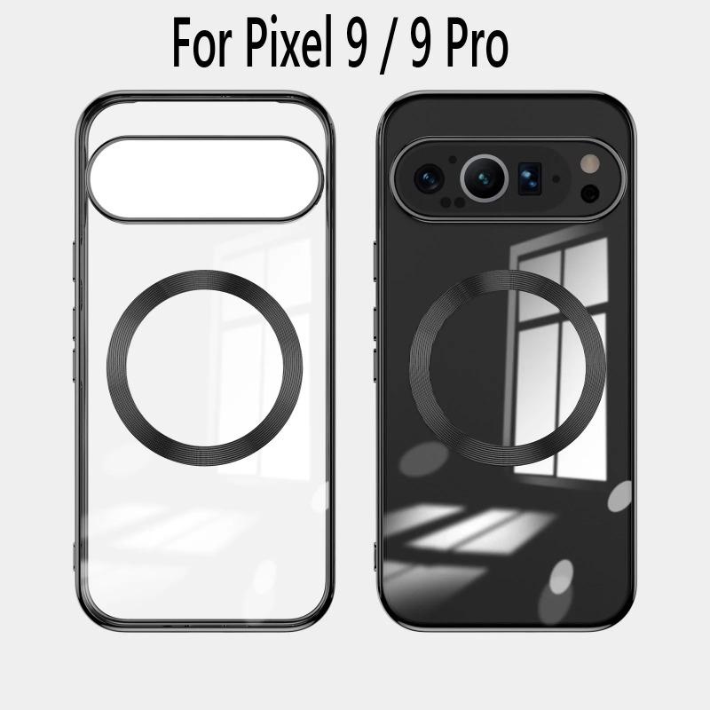 For Google Pixel 9 Pro XL Case Luxury Magnetic for Magsafe Plating Soft Clear Back Cover On For Pixel 9 Pro Pixel9 8A 8pro Transparent Full Cover