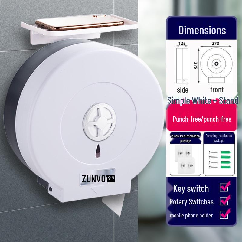 Wall-Mounted Waterproof Jumbo Toilet Paper Holder for Hotel Bathrooms