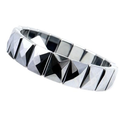 Genuine Terahertz Stone Bangle Bracelet, High Purity, Ice-Melting Power Stone, Gift for Men and Women (Cross Cut)