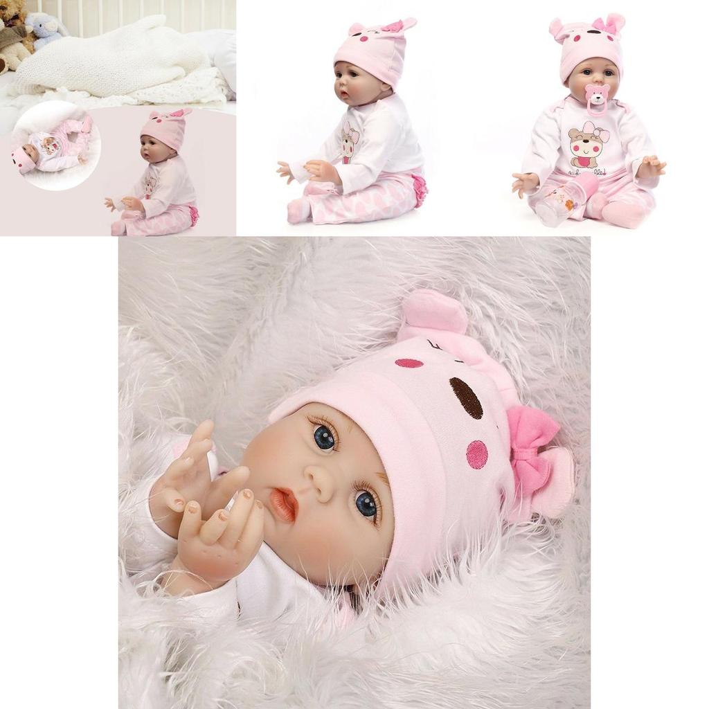 Realistic 16" Soft Silicone Reborn Doll With Handmade Details And Lifelike Blue Eyes