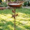 Außen Eisen Vogeltränke Retro Garten Vogelhäuschen mit abnehmbarer Schale 5-Zinken-Erdspieß Wildvogel Futterspender Vogelbad für Hinterhof Terrasse
