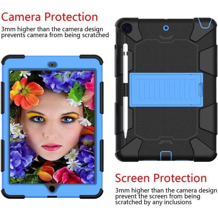 Étui pour iPad 10,2 - YEQIU - A2602 - Design 3 en 1 - Porte-crayon - Résistant aux chocs