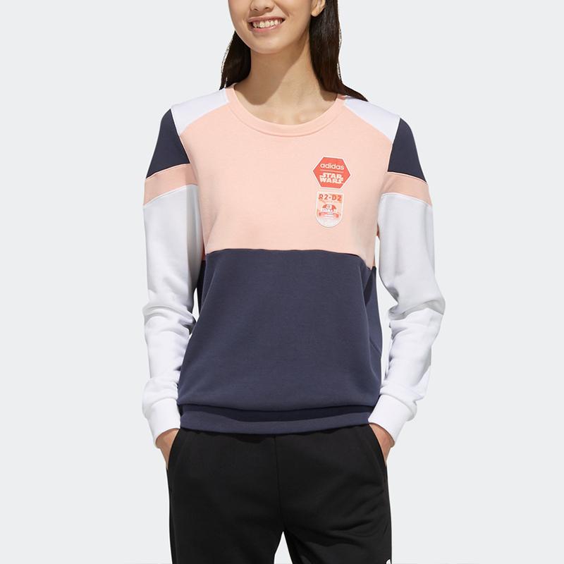 adidas Neo American Retro Color Block Badge Casual Crew Neck Sports Sweatshirt Women Sweatshirt Bright-Pink EI4550