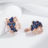 Rose Gold Color Fine Drop Earrings For Women Crystal Flower Blue Natural Zircon Accessories Daily Vintage Jewelry