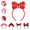 Plastic Valentine's Day Hair Hoop Sequins Shining Heart Hairband Red Heart Headband  Women