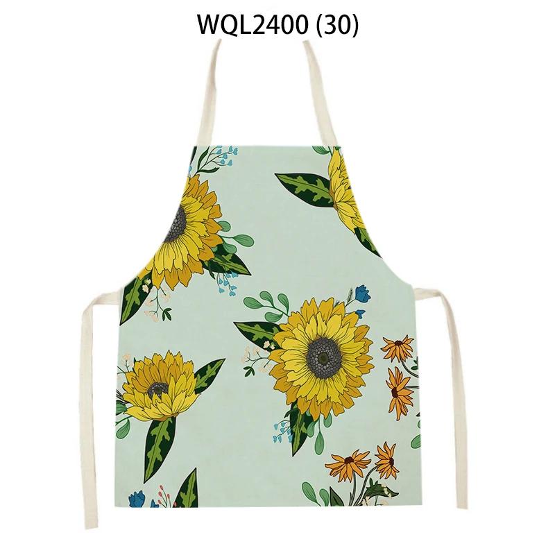 

Flower Printed Sleeveless Kitchen Aprons for Women Colorful Pattern Pinafore Home Cooking Baking Waist Bib Kitchen Accessories 47x38cm