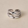 925 Sterling Silver Geometric Line Rings For Women Men Vintage Multi-Layer Wide Open Rings Creative Jewelry Party Gifts
