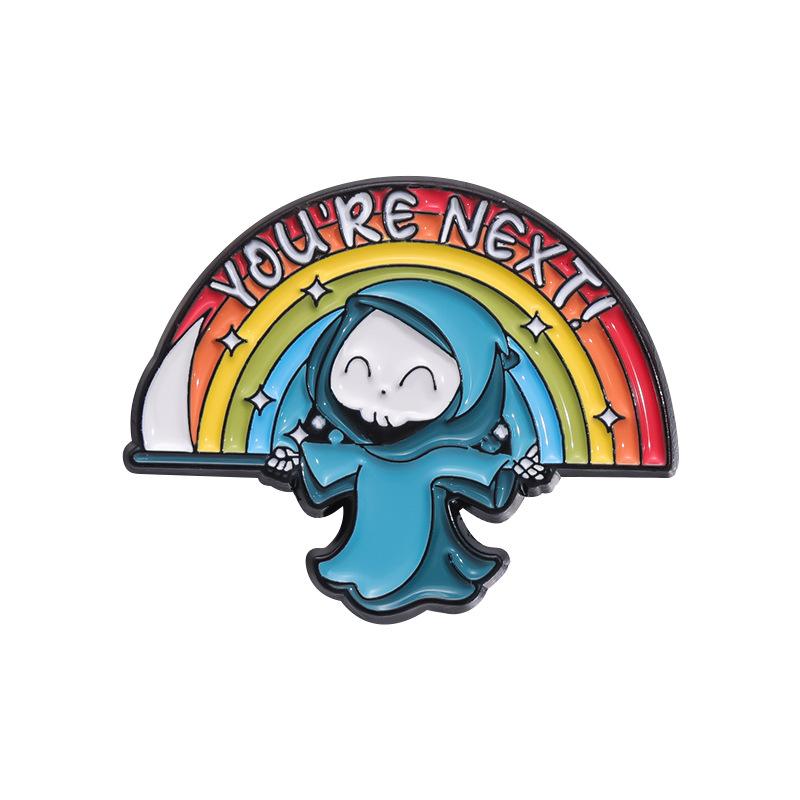 

Adorable Trendy Skeleton Cartoon Badge With Fun Lettering And Eyecatching Finish Colorful