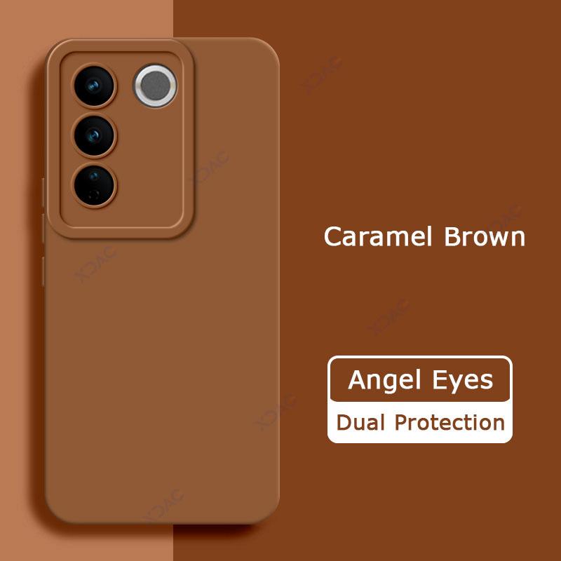 Quadratische Angel Eyes-Hüllen aus flüssigem Silikon für VIVO V27 Pro VIVOV27 V27Pro V 27 5G, weiche 360-Grad-Schutzhülle für Jungen und Mädchen