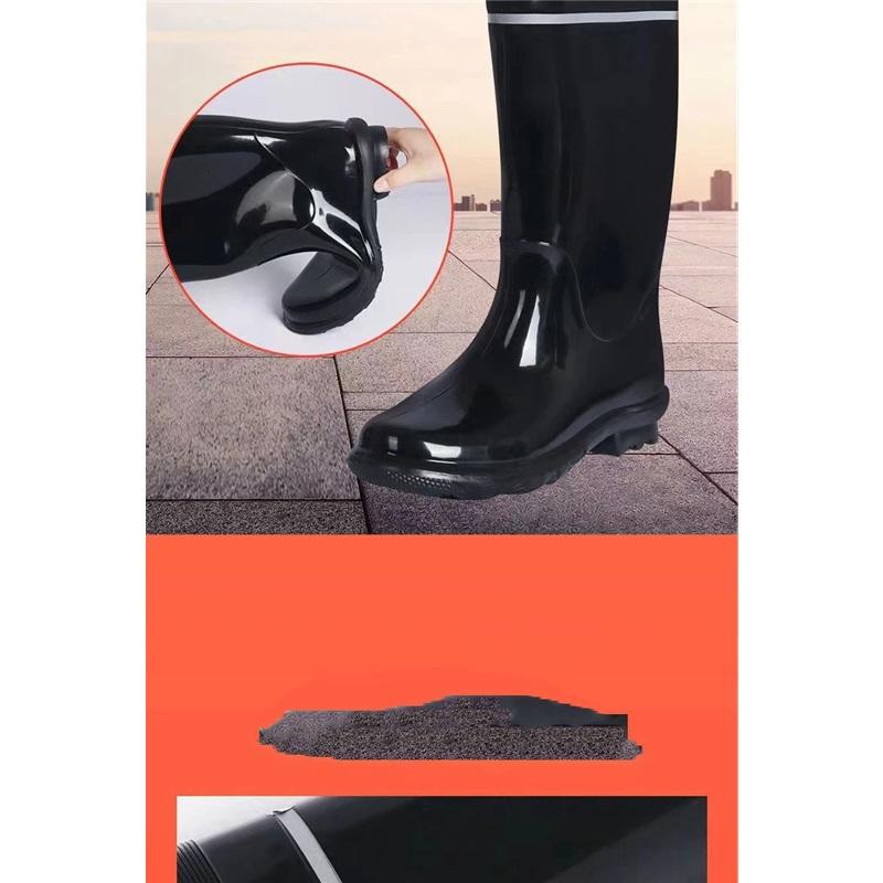 Men's Outdoor Thick Reflective Oil Resistant Acid Alkali Resistant Anti Slip Cotton High Tube Rain Shoes Rubber