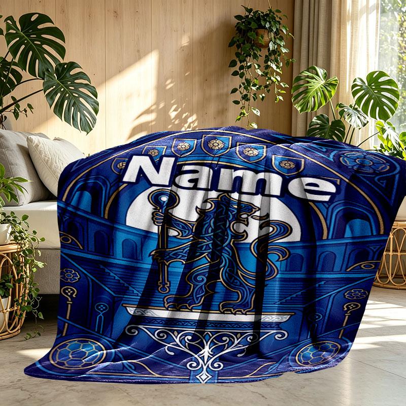 Custom Name Personalized Chelsea Football Club Print Blanket, Home Decor, Bedroom, Sofa, Camping, Couch, Gifts for Birthday Christmas