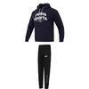 Hooded Warm Fleece Sweatshirt Knit Cuffed Mid Waist Long Pants Casual Sports Suit Men Sweatshirt, Pants Black 625313+848257