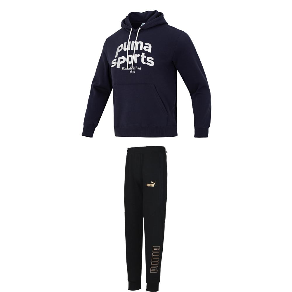 

Puma Худи Теплый Флисовый Свитшот Вязаный Манжеты Средняя Посадка Длинные Брюки Повседневный Спортивный Костюм Мужской свитшот, брюки Черный 625313+848257 M