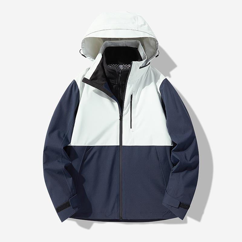 Outdoor Three-in-one Men and Women's Jacket Plus Velvet Thickened Waterproof Windproof Jacket Outdoor Windbreaker