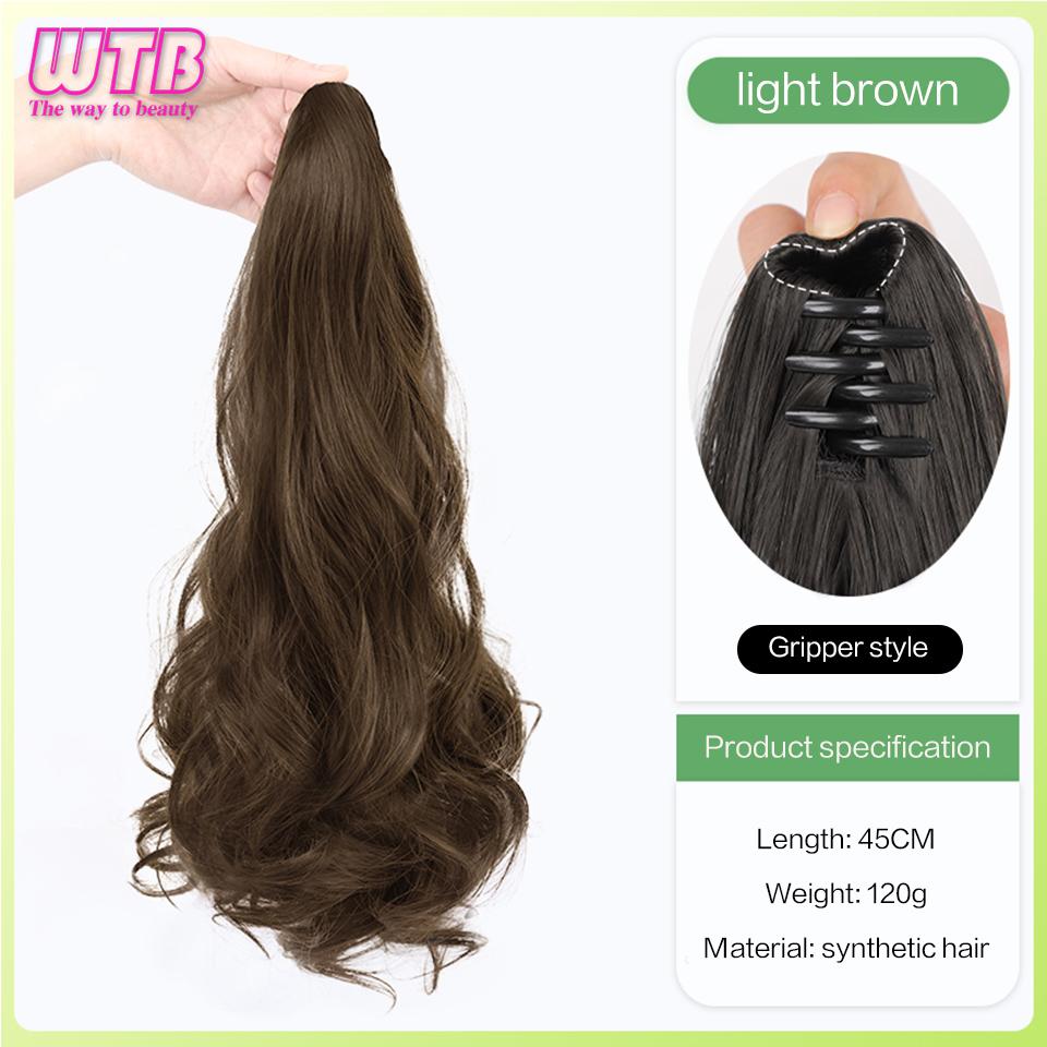 

WTB синтетические зажимы для наращивания волос с хвостиком, длинные вьющиеся натуральные хвосты, накладные волосы для женщин, конский хвост, коричневый, черный шиньон