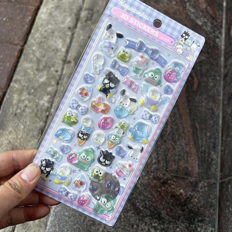 1/8Pcs 3D Sanrio Stickers Sanrio Kuromi Pochacco  My Melody Cinnamoroll Hangyodon Case Bag Decoration Birthday Gifts