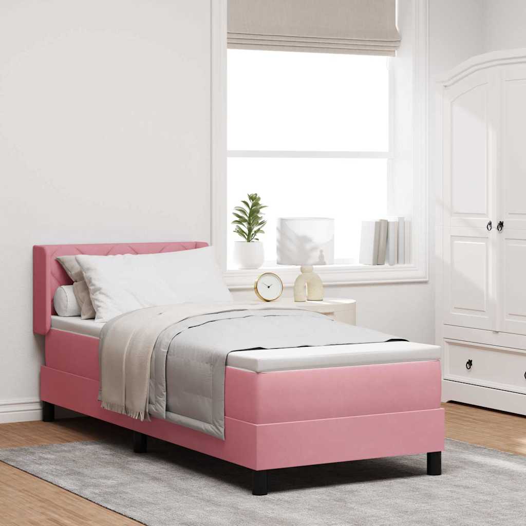 Box Spring Bed with Headboard Pink 200 X 80 Cm Velvet