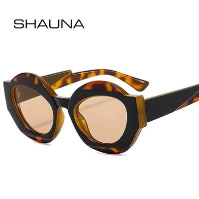 SHAUNA Retro Unique Double Color Oval Sunglasses Women Fashion Clear Gradient Shades UV400 Men Punk Leopard Sun Glasses