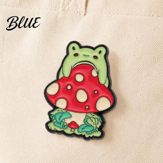 Bright Color Brooch Pin Frog Mushroom Design Lapel Enamel Glaze