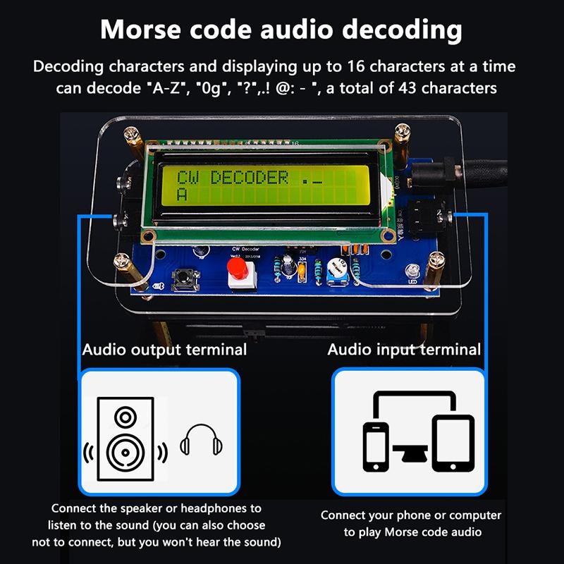 Dc 9V Diy Cw Trainer Decoder Kit Cw Decoder Morse Code Reader Lcd Display Radio Circuit Board Electronic Welding Practice Kits