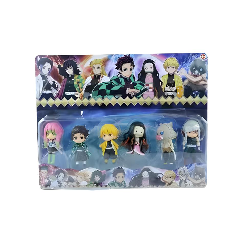 6 Pcs/Set Demon Slayer Q Version Standing Pose Tanjiro Nezuko Figure Pvc Anime Cartoon Ornaments Creative  Model Toy