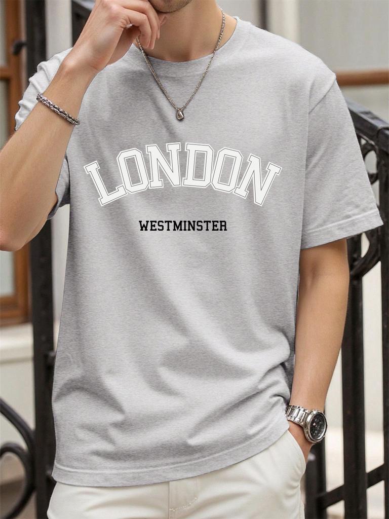 London Westminster Print Men TShirts Summer ONeck Oversize T Shirt Cotton Loose Short Sleeve Basics Street Hip Hop Sportswear