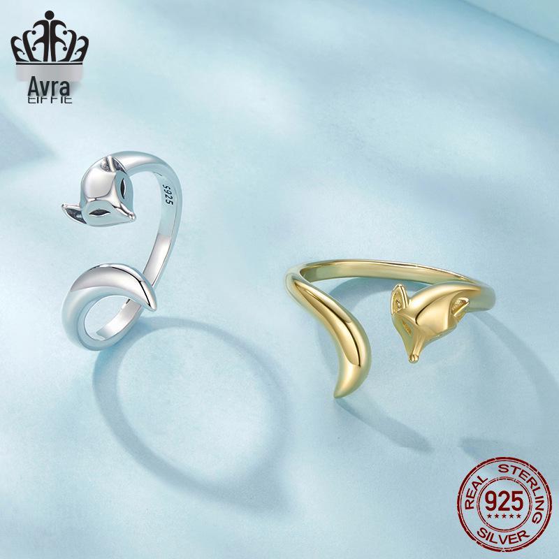 Everle Sly Fox Adjustable Sterling Silver Ring for Women