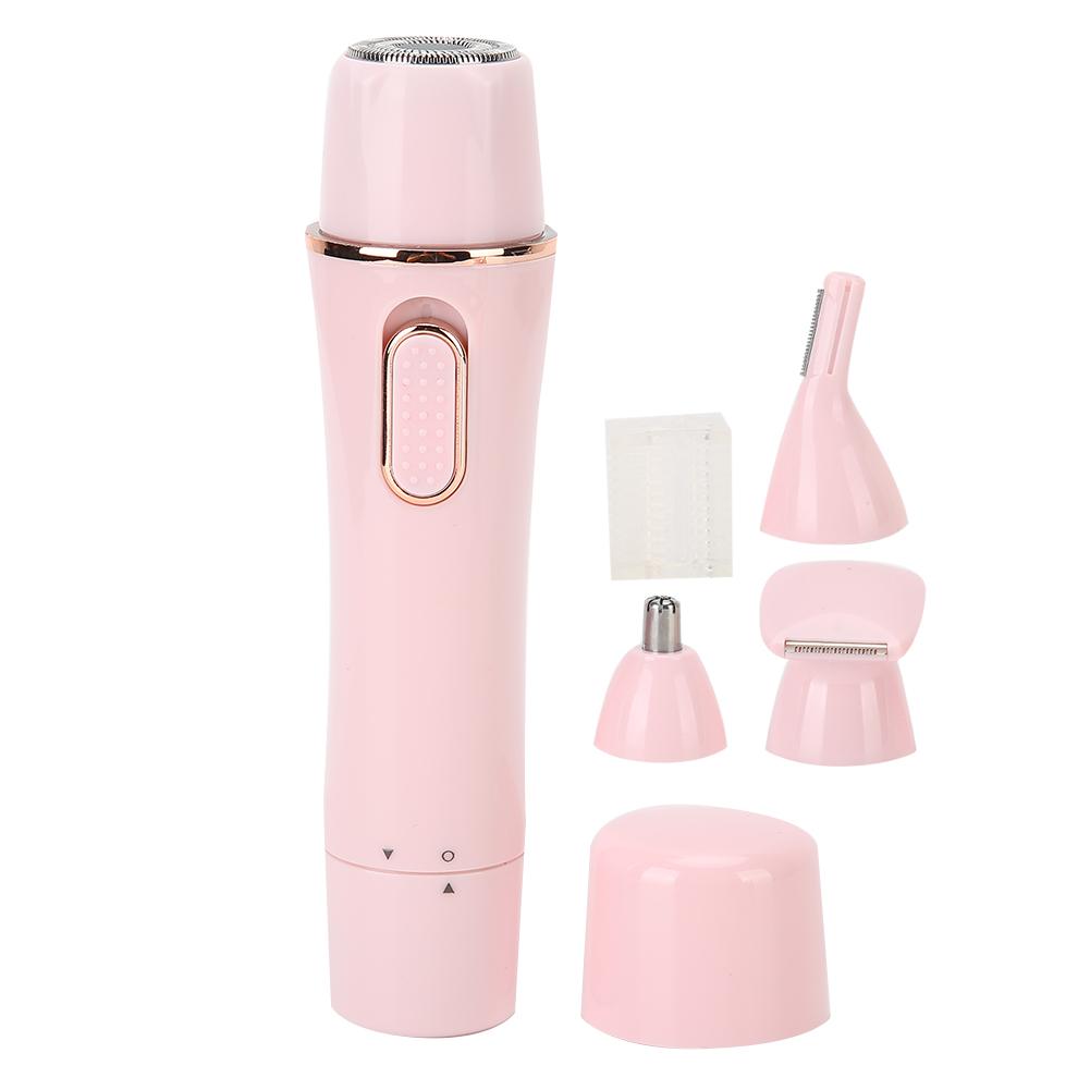 4 In 1 Electric Hair Shaver Epilator Portable Eyebrow Nose Hair Trimmer Pink (USB Charging)