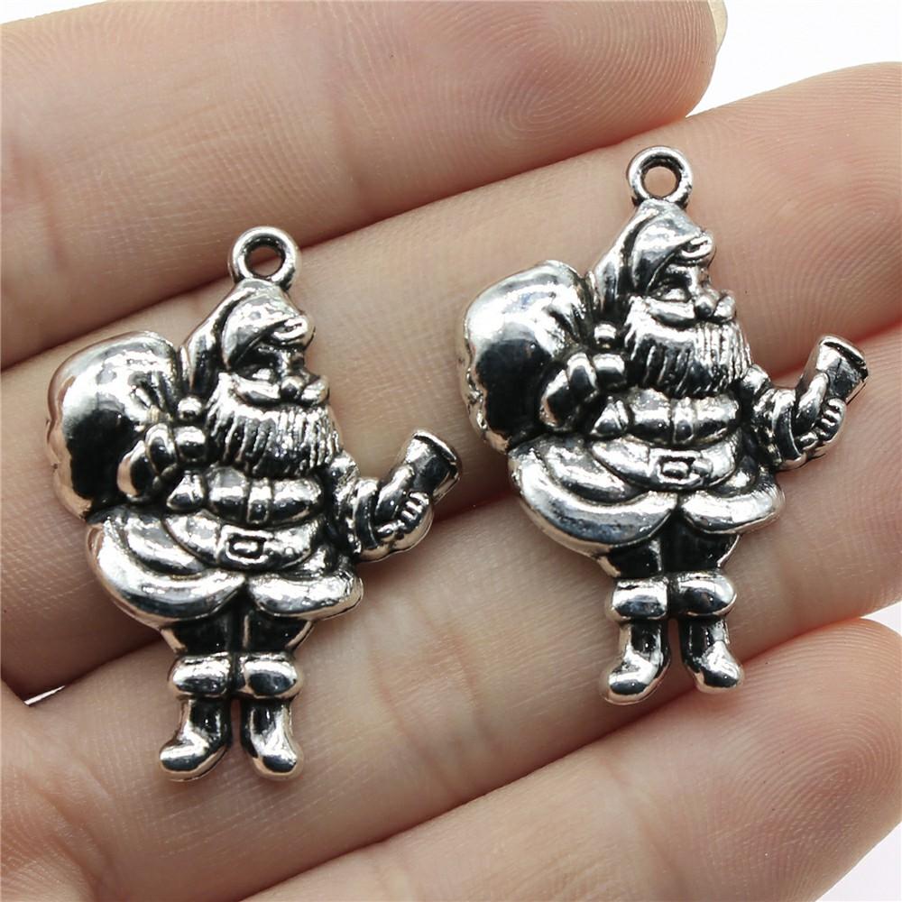 10pcs Christmas Santa Claus Charms Fit Jewelry Christmas Pendant Makings DIY Handmade Craft