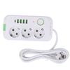 Europäische Steckdosenleiste 3 Steckdosen 4 USB 1 Typ-C-Anschluss Wandmontierbarer Stromverteiler mit 2m Kabel
