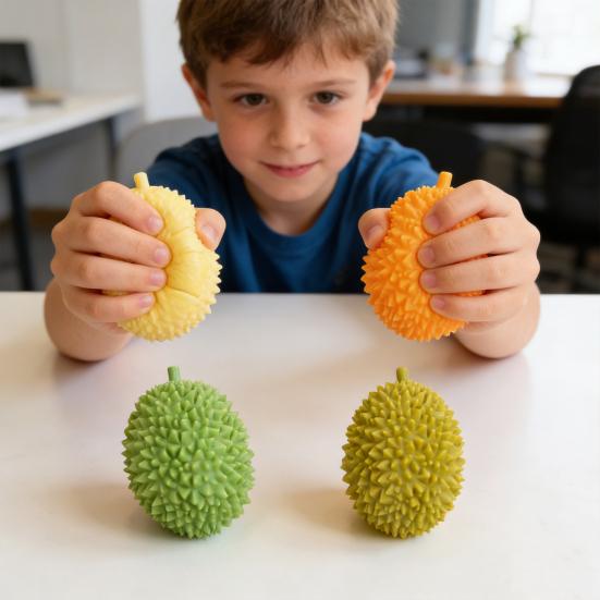 Realistic Durian Squeeze Toy Unbreakable Soft Fidget for Stress Relief Cute Fruit-Shaped Decompression Gadget for Kids Adults