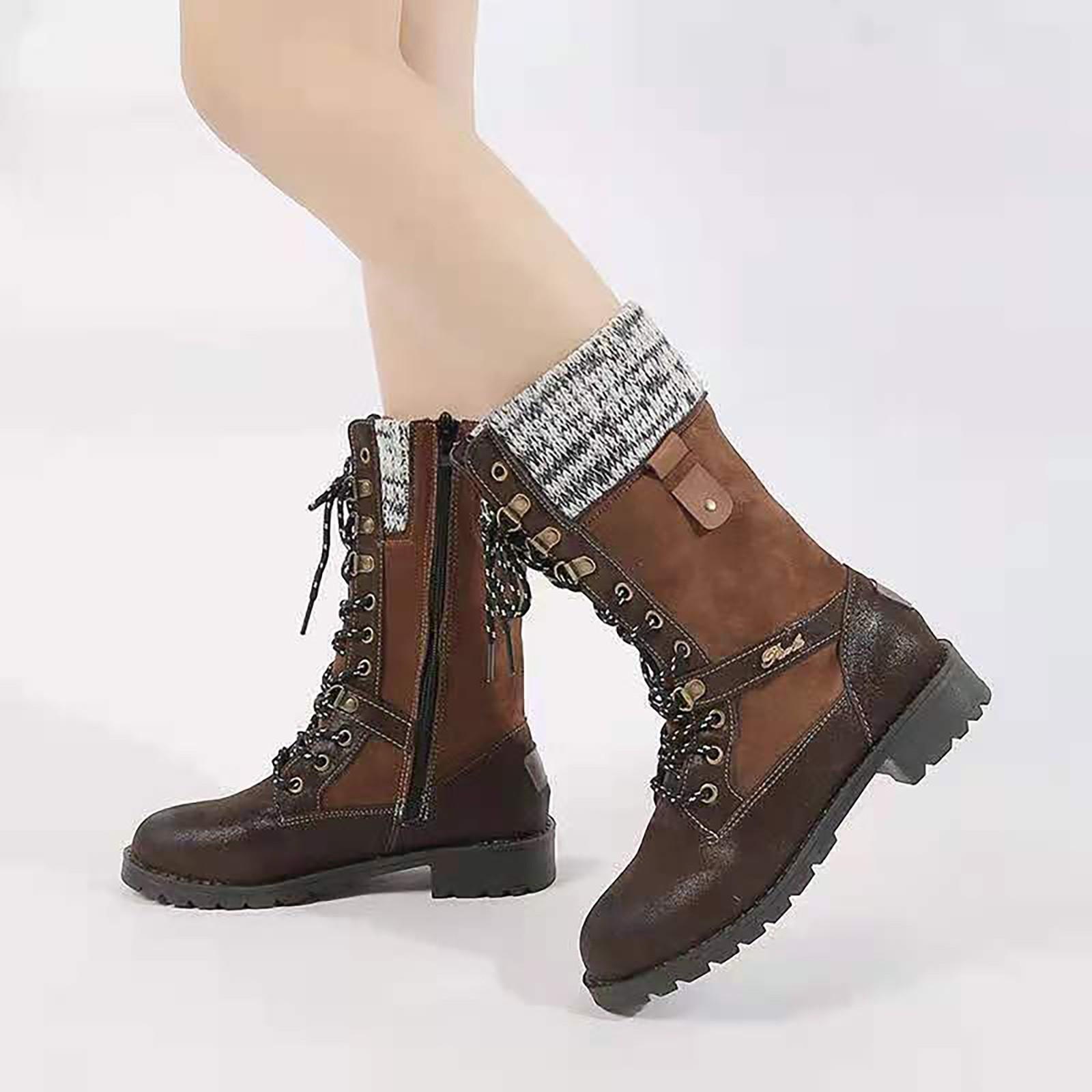 

Round Head Thick Heel Women s Short Boots, Medium Boots, Wool Mouth Women s Boots 41 коричневий