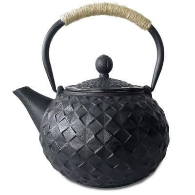 HwaGui Nambu Eisenware Eisenkessel, Teekanne, Stilvoll, IH-Kompatibel, Eisenzusatz, Eisenkessel, Teekanne mit Schneebesen für Verstreuten Tee, 1000ml (Diamant)