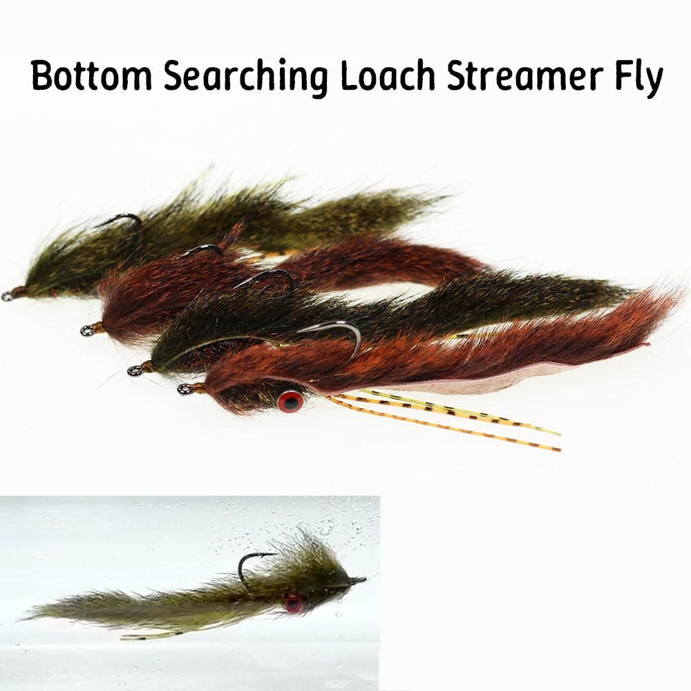 2pcs Fishing Streamer Fly for Trout Bass - Bottom Search Loach Lure with Dumbbell Eyes, Squirrel Tail,for Freshwater Saltwater