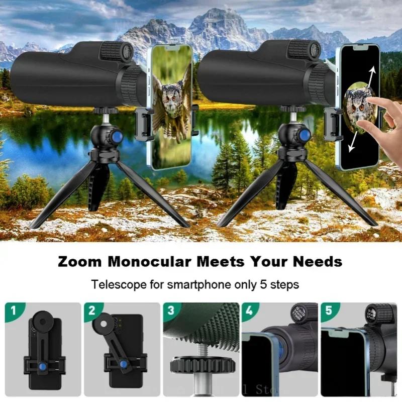 Professional Telescope Monocular 10-30x50 Camping HD With Tripod Phone Clip For Watching Bird Hunting Binoculars