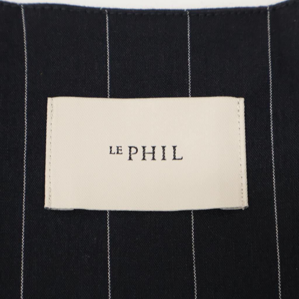 LE PHIL 534-9150500 Navy linen pinstripe collarless jacket Jacket 1 NavyUsed