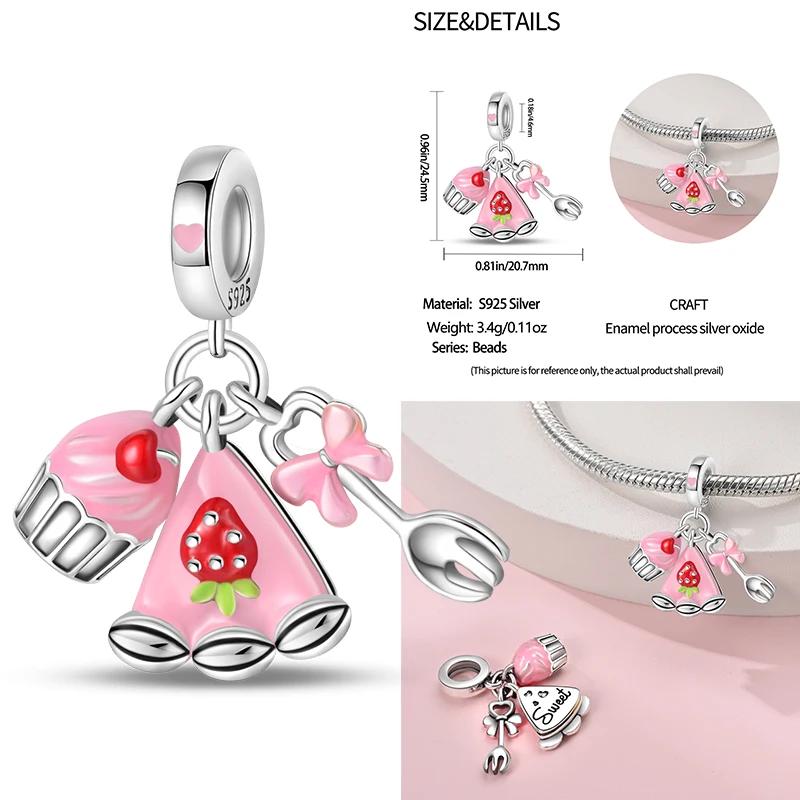 New copper Delicious Food Cake Bread Charm Bead Charms Compatible With Authentic BraceletsBangle Do It Yourself Bead Charms for Women Birthday Jewell
