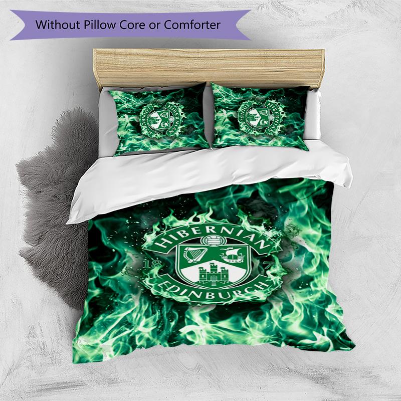 Hibernian FC Set Lenzuola Stampato 3 Pezzi Copripiumino Traspirante con Federe Biancheria da Letto Decorativa per Camera da Letto Casa