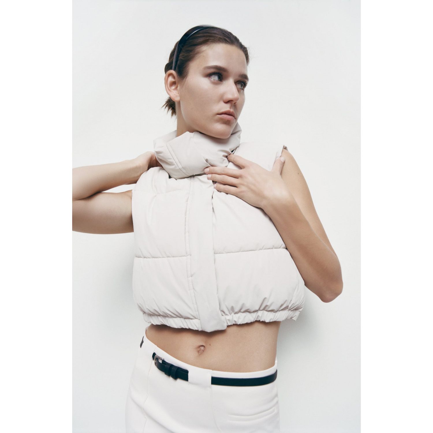 

FAUX LEATHER PUFFER GILET
