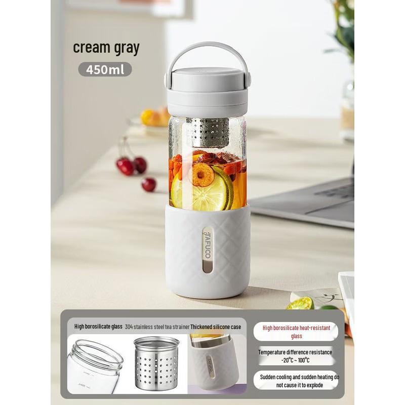 TAFUCO T8147 Portable Insulated Glass Water Bottle
