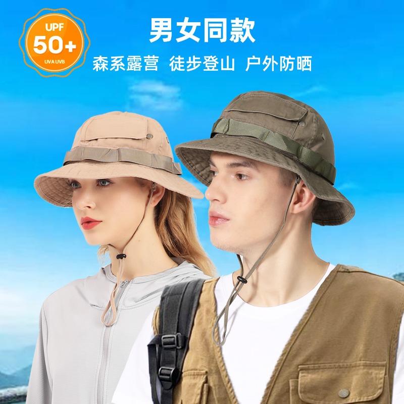 Spring and summer new functional washing sun hat men's sunscreen retro cotton tooling wind bucket hat