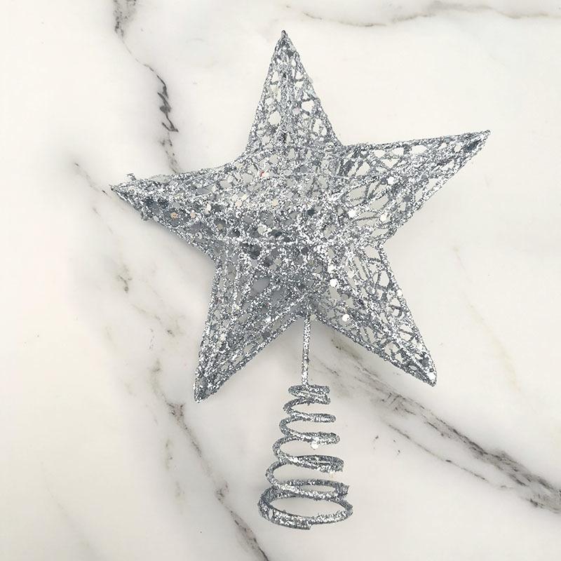 1pcs 15*20cm Gold Glitter Christmas Tree Top Iron Star Christmas Decorations For Home Xmas Tree Ornaments New Year Decor
