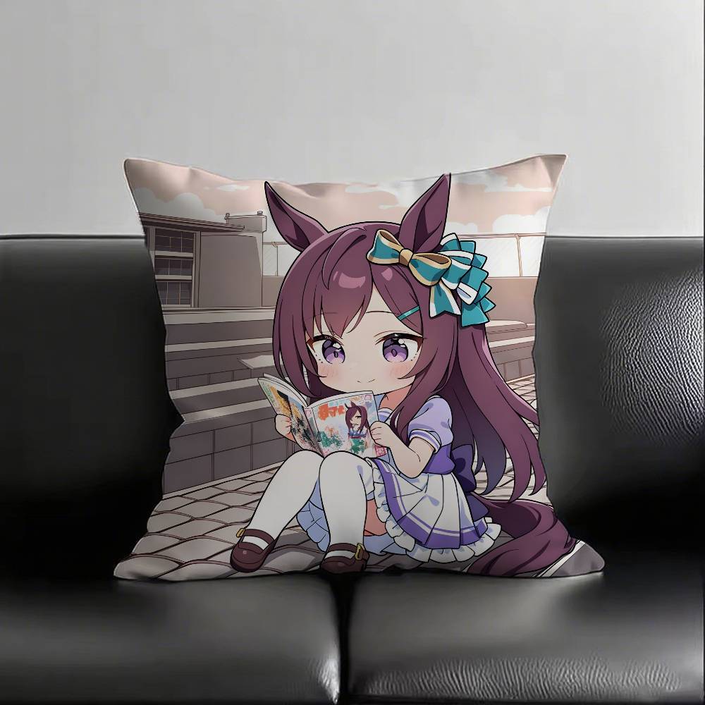 1pc Anime MEJIRO MCQUEEN Kawaii Pillow Case Fashion Square Pillowcase Bedroom Sofa Room Ins Decoration Leisure