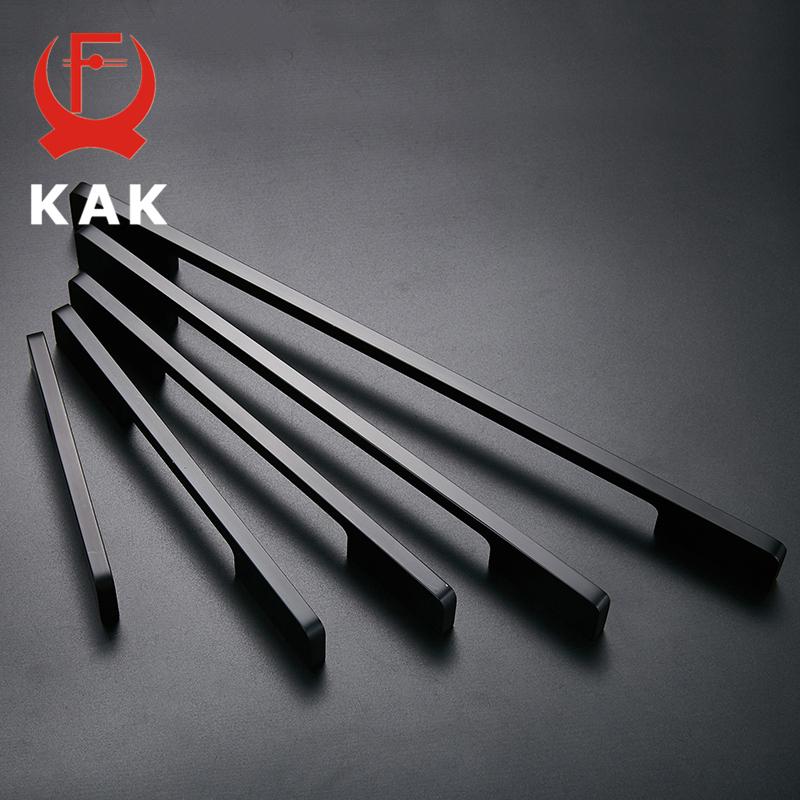 KAK Black Cabinet Handles Solid Aluminum Alloy American Style Kitchen Cupboard Pulls Drawer Knobs Furniture Handle Hardware